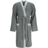 Esprit Herrenbademantel ESPRIT "Double Stripe, ideal für Sauna & Spa, Hotelbademantel, Morgenmantel" Gr. L, grau (anthrazit), L:117cm, Webfrottier, Hausmäntel, Doubleface Kimonomantel