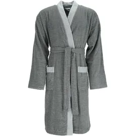 Esprit Herrenbademantel ESPRIT "Double Stripe, ideal für Sauna & Spa, Hotelbademantel, Morgenmantel" Gr. L, grau (anthrazit), L:117cm, Webfrottier, Hausmäntel, Doubleface Kimonomantel