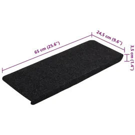 vidaXL Stufenmatten Selbstklebend 15 Stk. 65x24,5x3,5 cm Schwarz