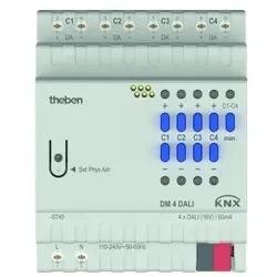 Theben 4940300 4-fach DALI-Aktor als Schnittstelle DALI und KNX, DALI-2 zertifiziert DM 4 DALI KNX