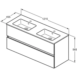 Ideal Standard Waschbeckenunterschrank 2 Auszüge 121,5 x 45,5 x 56,5 cm Hamilton Eiche