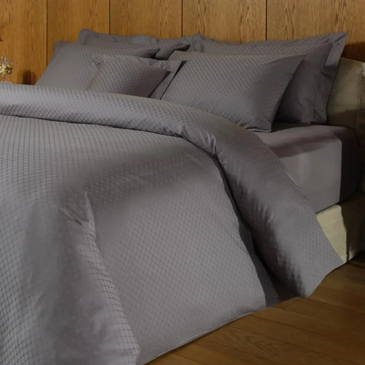 Valeron Mako-Satin Bettwäsche Lia anthrazit 135x200 cm + 80x80 cm - grau