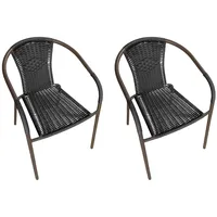 LC Garden 2er Set »Garvista« Gartenstuhl braun/schwarz Metall/PE-Rattan Stapelstuhl