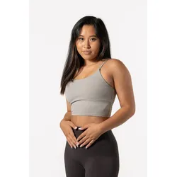 Crop-Top Sport-BH Fitness Varsity - Damen - Grau S