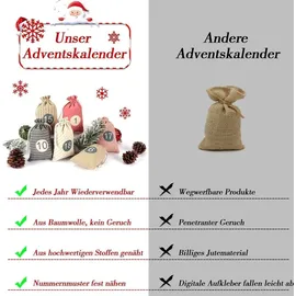luxuskollektion Adventskalender zum Selbst Befüllen 24 Stoffsäckchen für Kinder