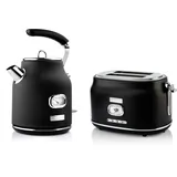 Westinghouse Retro Frühstücks-Set schwarz 2-tlg. mit 2-Schlitz Toaster