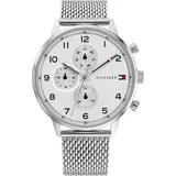 Tommy Hilfiger Multi Zifferblatt Quarz Uhr für Herren mit Silbernes Edelstahl-Mesh-Gliederarmband - 1791988