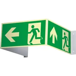 Schild | PERMALIGHT power langnachleuchtend Notausgang links in 3D-Optik, ISO, Kunststoff, 972x150mm