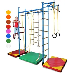 Sprossenwand für Kinderzimmer M3 240 - 290 cm Blau ohne bohrungen Kindersport EINHEITSGRÖSSE