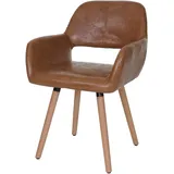 Mendler Esszimmerstuhl HWC-A50 II, Stuhl Küchenstuhl, Retro 50er Jahre Design ~ Kunstleder, Wildlederimitat, helle Beine