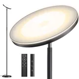 Torkase LED Deckenfluter Wohnzimmer, 36W 3600LM Dimmbare Stehlampe mit Magnetischer Fernbedienung, 350° Drehbarer Lampenkopf Standleuchte, 2700K-6500K Moderne Leselampe Schwarz