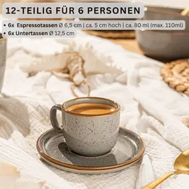 sänger Rio Espressotassen Set 12-tlg. perlgrau