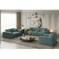 Sofaset Designersofa CELES 3-2-1 in Stoff Opera Velvet Petrol