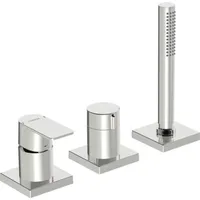 Hansa Einhebelmischer Fertigmontageset für Wanne/Brause HansaSTELA Rosette eckig Chrom,