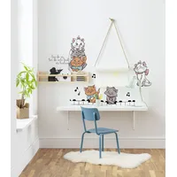 KOMAR Wandtattoo Aristocats Kittens - 50 x 70 cm 7 Teile - Marie, Duchesse, Toulouse, Deco-Sticker, Wandaufkleber, Wandsticker, Wanddeko, Kinderzimmer