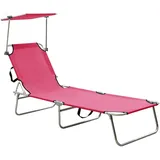 Gartenliege Strandliege Klappbare Sonnenliege Campingliege Aluminium Dach Rosa