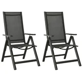 vidaXL Gartenstuhl 56 x 65 x 109 cm schwarz klappbar 2 St.