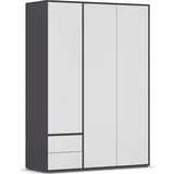 Rauch Möbel NABILA Drehtürenschrank »Kleiderschrank Kleiderschränke, Garderobe 3-türig, 2 Schubkästen, Push-to-Open Farbe Alpinweiß/Grau metallic, 140x194x53cm