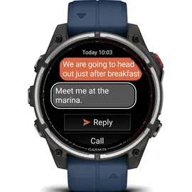 Garmin Quatix 8 Pro BT 47 mm Titaniumgehäuse Schwarz QuickFit Silikonarmband Kapitänsblau