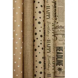 BY NATURE Geschenkpapierrolle 2mx70cm sortiert 1330-25369/PBS Recycling