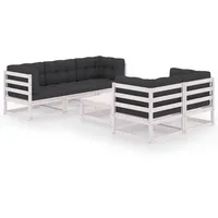 vidaXL 6-tlg. Loungeset Kiefer weiß