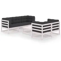 vidaXL 6-tlg. Loungeset Kiefer weiß