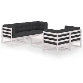 vidaXL 6-tlg. Loungeset Kiefer weiß