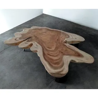 Baumscheibe Couchtisch 160 - 180cm Akazie Massivholz Holz Wohnzimmer Tisch natur