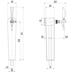 Lindr Naked Tap-Säule mit Wasserhahnlicht