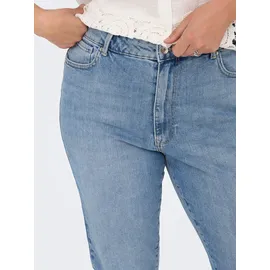 ONLY CARMAKOMA High-waist-Jeans ONLY CARMAKOMA "CAREMILY STRETCH HW STR ANK DNM CRO1 NOOS", Damen, Gr. 44, Länge 32, blau (light blau denim), Denim/Jeans, Obermaterial: 99% Baumwolle, 1% Elasthan, unifarben, Jeans High-Waist-Jeans