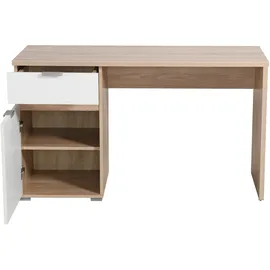 INOSIGN Schreibtisch "Jan", braun (sonoma eiche, opaque weiß), B:130cm H:75,5cm T:50cm, Tische, Schreibtisch, in Scandi Optik, Home Office geeignet