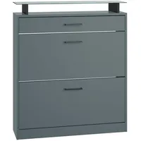 Vladon Schuhschrank, Dunkelgrün, 89x104x23 cm, Garderobe, Schuhaufbewahrung, Schuhkipper