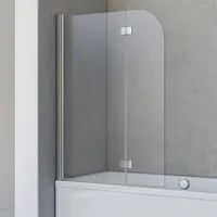 Schulte Duschabtrennung für Badewanne Breathe, 106 x 142 cm, 5 mm Sicherheitsglas (ESG) Klar hell, Profile und Scharniere in Chromoptik