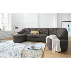 DOMO collection Wohnlandschaft DOMO COLLECTION "SARAFINA 295x83x180 cm, auch mit Federkern für mehr Sitzkomfort", grau (stone), B:295cm H:83cm T:180cm, Luxus-Microfaser (92% Polyester, 8% Nylon);Microfaser PRIMABELLE (100% Polyester);Microfaser PRIMABELLE (100%
