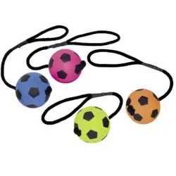 NOBBY Moosgummi Fußball mit Seil, L, Ø 9 cm