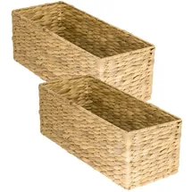 HMF Aufbewahrungskorb Badezimmer, Korb geflochten aus Wasserhyazinthe Seegras, 2er Set, 38 x 15 x 14 cm