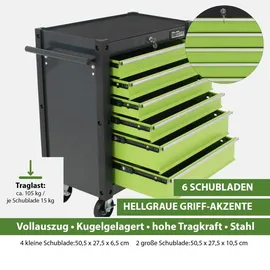 Trutzholm Werkzeugwagen Trutzi mit Kantenleiste 78 x 64 cm Grün/Hellgrau Rollcontainer Werkstattwagen