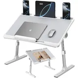 NIFBANG Laptoptisch,Faltbarer Laptopständer für Sofa und Couch,tragbarer Schoßschreibtisch, Klappbarer Betttisch Lapdesk, höhenverstellbar, Arbeiten Studieren Lesen(Wolkenweiß)