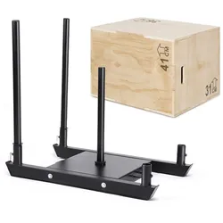 Set Fitness Gewichtsschlitten + Plyo Box 31x36x41 cm aus Holz Cranit SB17 Fitness Schlitten und Crossfit Box