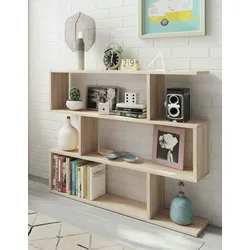 Dmora Buchhandlung Hampton, Niedriges doppelseitiges Bücherregal, Regal mit drei Fächern, Modernes Büroregal, 110x24h97 cm, Eiche