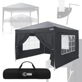 Ecd Germany Pavillon 3x3 Wasserdicht Stabil Winterfest, Pop Up Faltpavillon, Gartenpavillon Faltbar Mit 4 Seitenwänden, Partyzelt Klappbar, Uv Schutz 50+, Gartenzelt Für Outdoor Camping, Anthrazit