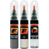 FIRANTO Lackstift Autolack Reparaturset für Porsche R9A Sand (campanella) Weiss - 3-in-1 Autolack Kratzer Reparaturstift 15ml Grundierung, Klarlack