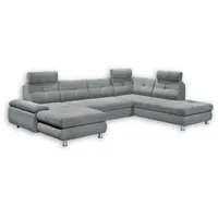 ed exciting design MID.YOU Wohnlandschaft Hellgrau, Ottomane rechts, U-Form, 349x233 cm