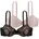Damen 2er-Pack Demi-BH Set Leicht Gepolsterte Bügel-BHS mit Floraler Spitze und Weichem Mikrogewebe Verstellbare Träger Schwarz und Rosa 90D