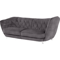 Big-Sofa LEONIQUE "Retro" Sofas Gr. B/H/T: 256 cm x 85 cm x 115 cm, Chenille, Hohe Armlehne rechts, grau (ferro) XXL Sofas