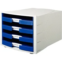 HAN Schubladenbox Impuls 4 Schübe offen lichtgrau/blau