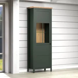 trendteam Vitrine Stanton 69 x 39 x 198 cm Tannengrün/Eiche