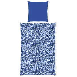 Tom Tailor Wendebettwäsche ORGANIC LEAVES Blau/Weiß 135 x 200 cm + 80 x 80 cm