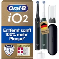 Oral-B iO Series 2 Night Black + 2. Handstück Forest Green + Reiseetui + Aufsteckbürsten-Etui