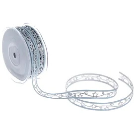 Deko und Band Weihnachtsband mit Sternchen - hellblau/Silber - 15mm - 20m - 90159 71 (1,33€/m)